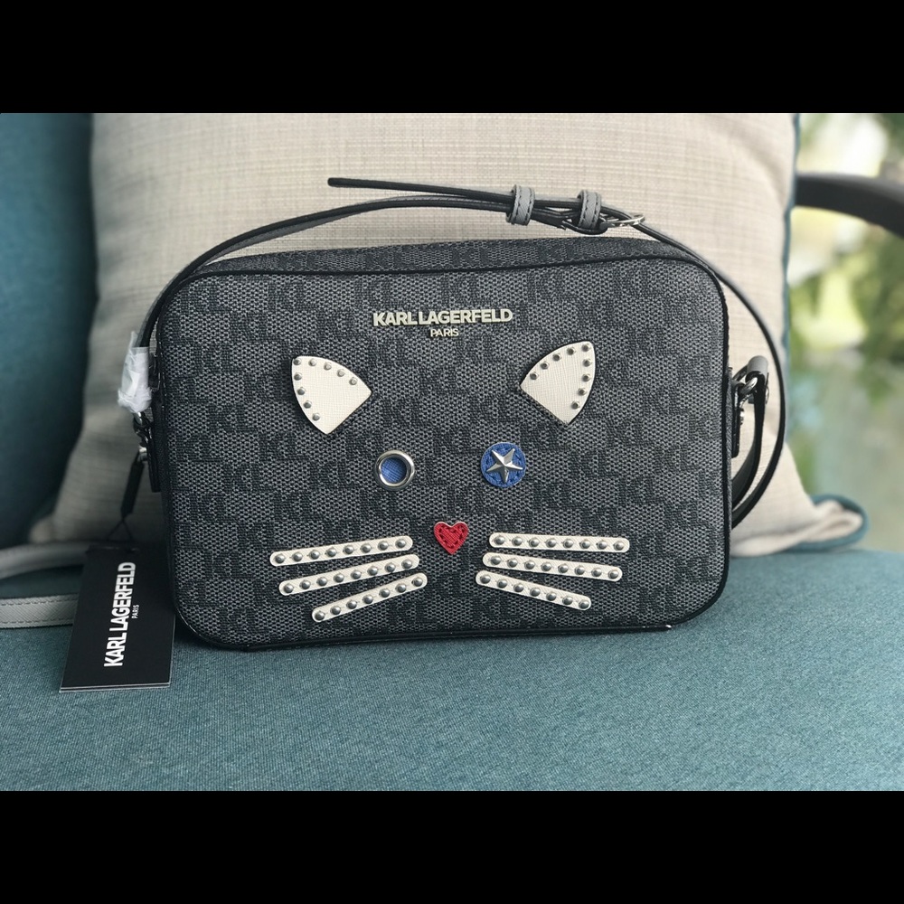 SOLD Karl Lagerfeld Grey Kitty Cat Crossbody